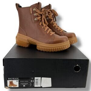 Sorel Ona Ave Lace Waterproof Leather Zip Boots Womens Sz 8.5 Velvet Tan Gum 2